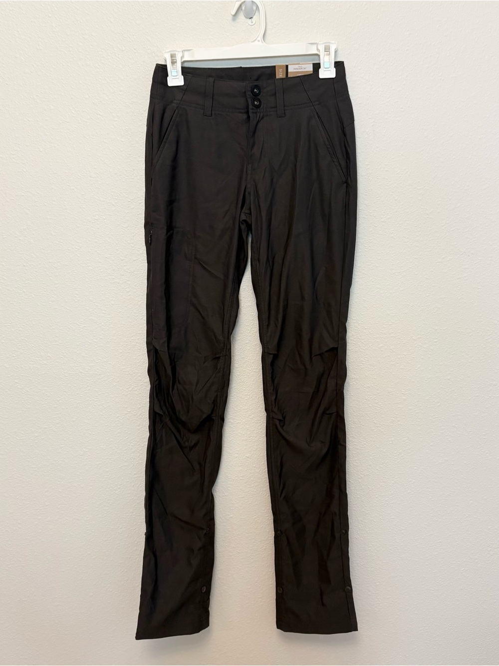 NWT Prana Alana Pants Womens Stretch Nylon Hiking Outdoor Snap Leg Button Size 0